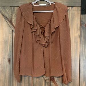 Women's Brown Ruffled Top size M